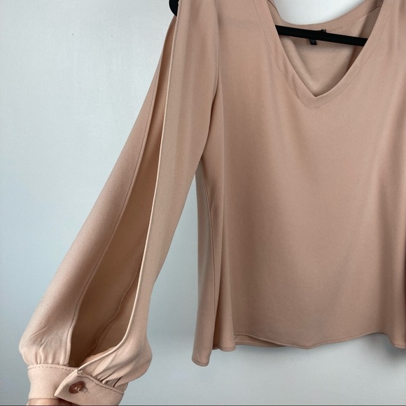 DREW Split Open Sleeve Blouse in Nude Blush - Picture 3 of 12